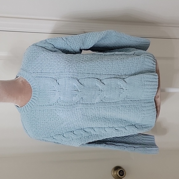 Forever 21, Size S, Oversized, Light Blue-Green Thick Cable Knit Sweater, SOFT! - Picture 1 of 10